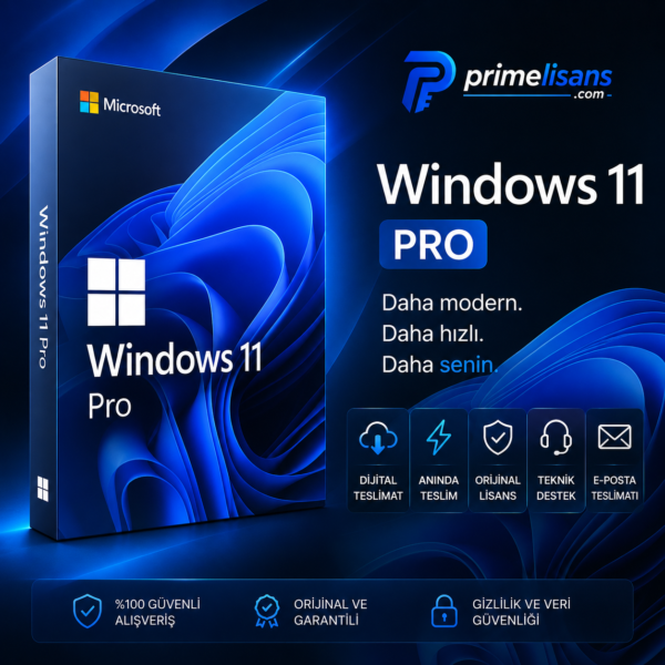 Windows 11 Pro Retail Lisans Anahtarı (Kalıcı anakarta gömülü)