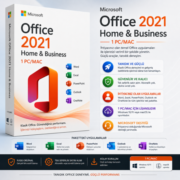 Microsoft Office 2021Home/Business PC/Mac Emaile Kayıt