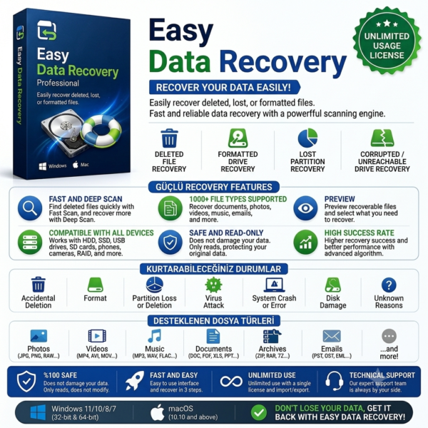 EaseUS Data Recovery Wizard Pro 2026 (Windows) - 1 PC