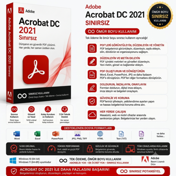 Acrobat DC Pro 2021 Süresiz